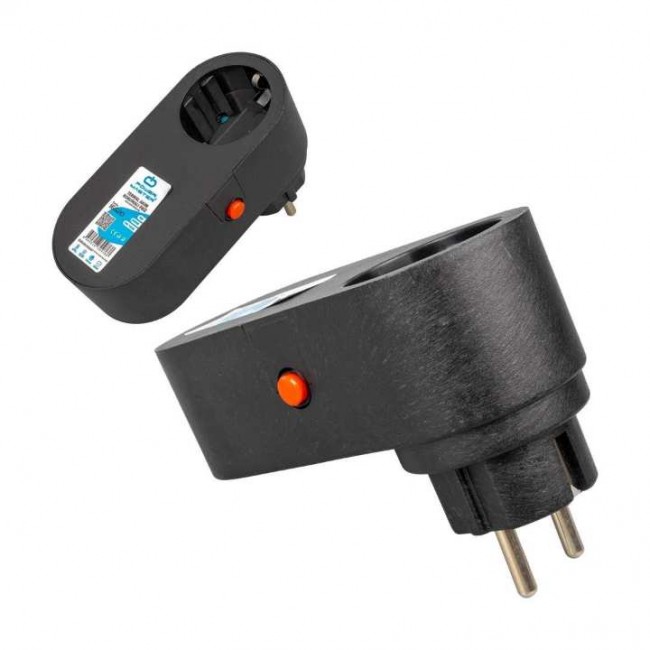 Powermaster Oval Kasa Siyah Tekli Termal Akım Korumalı Priz (10A-2500W) PM-16620 