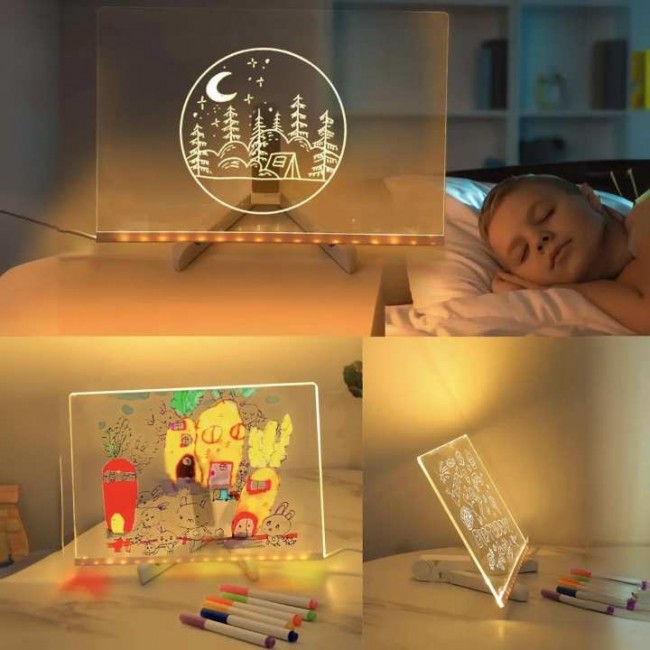 Sunup SN-27126 Dekoratif LED Aydınlatmalı Şeffaf Işıltılı Yazı - Çizim Panosu Tableti - 7 Renk Kalemli Set Sunup SN-27126 Dekoratif LED Aydınlatmalı Şeffaf Işıltılı Yazı - Çizim Panosu Tableti - 7 Renk Kalemli Set