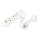Vea VA-21558 3'lü 3 USB'li 1.5 Metre Akım Korumalı Priz Beyaz