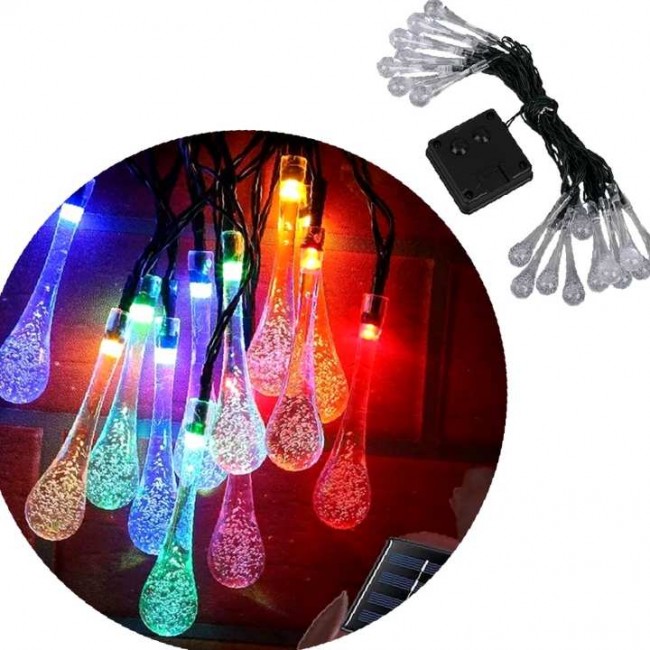 Xtechnx PowerMaster PM-29077 8 Modlu Solar 5M Renkli Su Damlası LED Zinciri - Su Geçirmez Bahçe ve Balkon Aydınlatması 29077