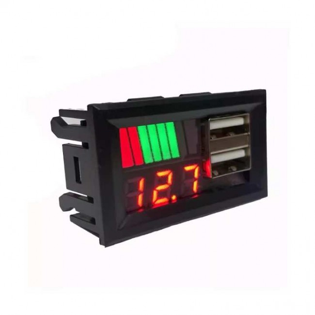 Xtechnx PowerMaster IC278C Dijital Voltmetre USB Çıkışlı Akü Göstergeli DC 12Volt Aküler İçin