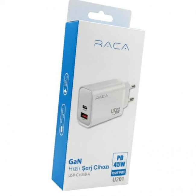 Xtechnx Raca U201 GaN 45 Watt (Type-C PD + USB QC) Yüksek Detaylı Hızlı Şarj Adaptörü - Beyaz Xtechnx Raca U201 GaN 45 Watt (Type-C PD + USB QC) Yüksek Detaylı Hızlı Şarj Adaptörü - Beyaz