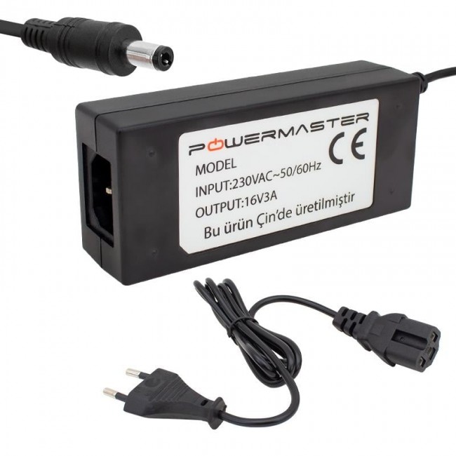 Xtechnx Powermaster PM-14311 16 Volt - 3 Amper 5.5*2.5 Mm Uçlu Plastik Kasa Santral Adaptörü (Masaüstü) Kod:14311