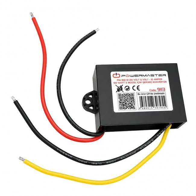 Xtechnx Powermaster PM-9113 12-24V Giriş 5V 10A 50W DC-DC Voltaj Düşürücü Çevirici Konvertör Kod:9113