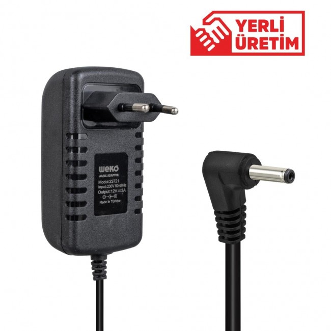 Xtechnx Weko 12 Volt - 3 Amper 3.5*1.35 Uçlu Yerli Üretim Yazar Kasa POS Adaptörü