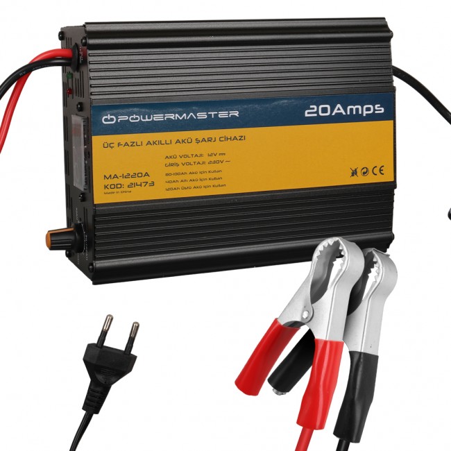Xtechnx Powermaster MA-1220A 12 Volt 20 Amper Üç Fazlı Akıllı Akü Şarj Cihazı Kod:21473
