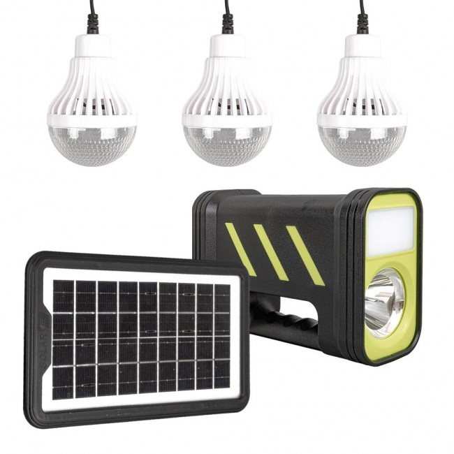 Xtechnx Powermaster GD-12 Akülü Solar Panelli 3 Ampullü Solar Işıldak Fener Kod:11145