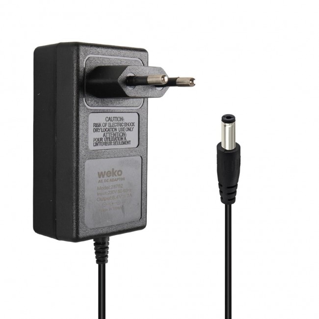Xtechnx Weko 8.4 Volt - 2 Amper 5.5x2.5mm Uçlu Priz Tip Kırmızı Yeşil Ledli Yerli Üretim Akü Şarj Adaptörü Kod:28782