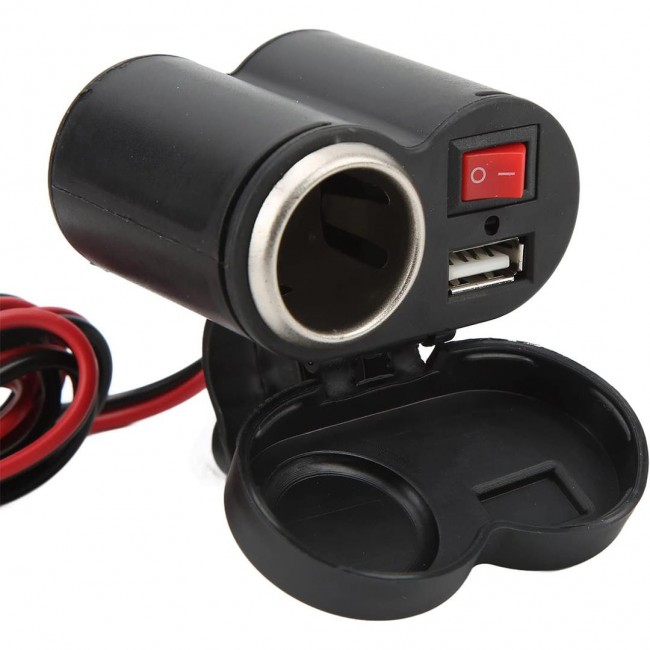 Xtechnx PowerMaster PM-20493 DC 12-45V Motosiklet Çakmaklık USB Şarj Soketi Su Geçirmez Kapaklı