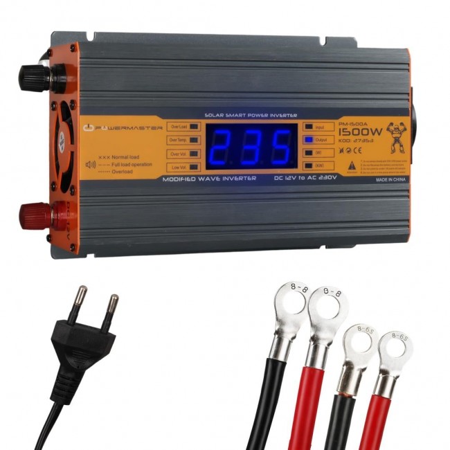 Xtechnx Powermaster PM-1500A 12 Volt 1500 Watt LED Ekranlı Power Inverter