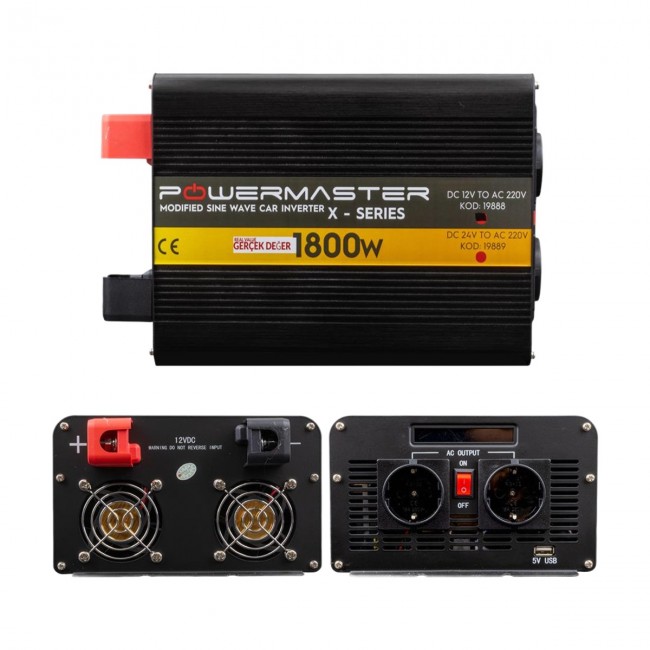Xtechnx Powermaster 12-220V 12 Volt 1800 Watt Modified Sinus İnverter PWR1800-12 Kod:19888