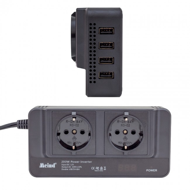 Xtechnx Powermaster PM-19827 200W 12V DC - 220V AC Araç İçi İnvertör Priz USB Girişli Dijital Göstergeli Xtechnx Powermaster PM-19827 200W 12V DC - 220V AC Araç İçi İnvertör Priz USB Girişli Dijital Göstergeli