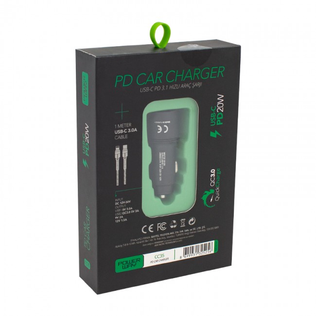 Xtechnx Powerway CC35 Yeni Nesil USB-C (iPhone To Type-C) Araç Şarj Seti (PD18W) Xtechnx Powerway CC35 Yeni Nesil USB-C (iPhone To Type-C) Araç Şarj Seti (PD18W)