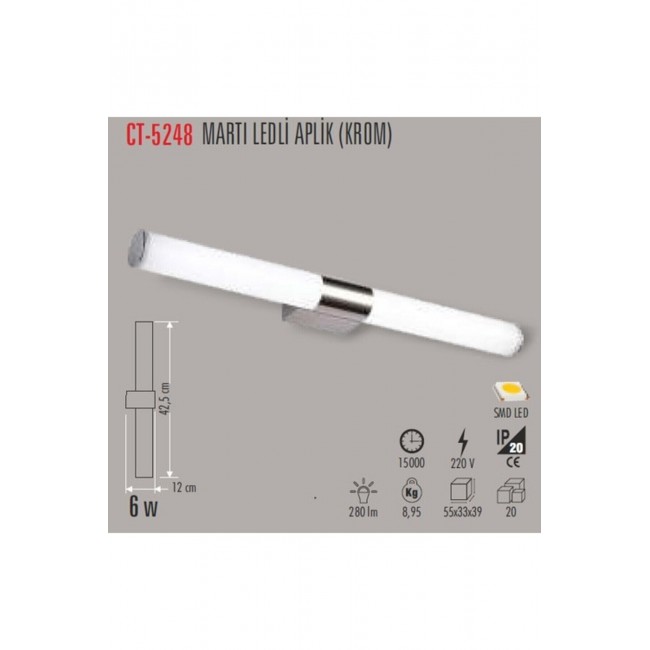 Xtechnx CT-5248 6W/6400K Saka LED Aplik(Beyaz) Cata Xtechnx CT-5248 6W/6400K Saka LED Aplik(Beyaz) Cata