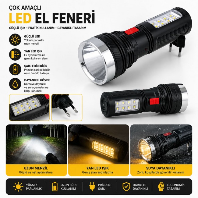 Xtechnx Powermaster 1 Watt 8 Smd Led'li Şarjlı El Feneri Kod:2693 Xtechnx Powermaster 1 Watt 8 Smd Led'li Şarjlı El Feneri Kod:2693