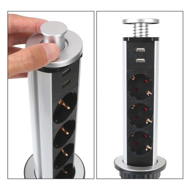 Xtechnx Vea VE-24062 Üçlü 1.5 Metre Kablolu İki USB’li 60mm Masaüstü Priz Kod:24062 Xtechnx Vea VE-24062 Üçlü 1.5 Metre Kablolu İki USB’li 60mm Masaüstü Priz Kod:24062