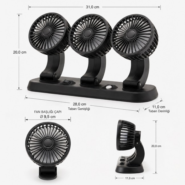 Xtechnx Powermaster FAN40 Araç İçi Vantilatör Fanı 12 Volt Çakmaklık Girişli 3 Başlıklı 360 Derece Kod:26291 Xtechnx Powermaster FAN40 Araç İçi Vantilatör Fanı 12 Volt Çakmaklık Girişli 3 Başlıklı 360 Derece Kod:26291