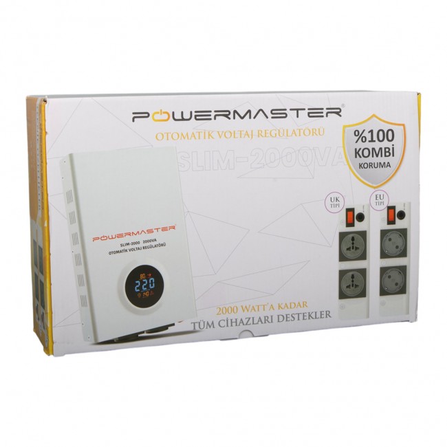 Xtechnx Powermaster SLIM-2000 Otomatik 2000 Watt Kombi Voltaj Regülatörü Kod:21854 Xtechnx Powermaster SLIM-2000 Otomatik 2000 Watt Kombi Voltaj Regülatörü Kod:21854