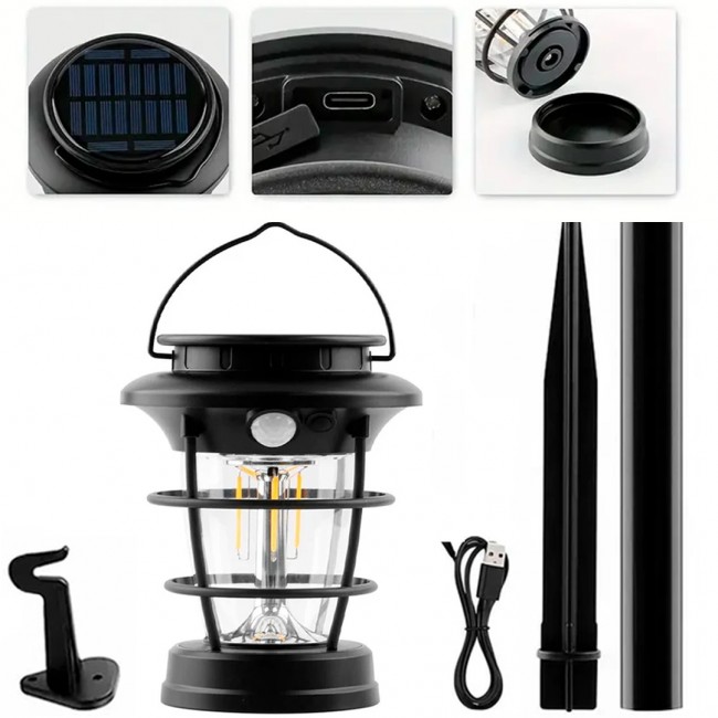 Xtechnx Powermaster HOP-8818 Sensörlü Taşınabilir Şarjlı + Solar Panelli 4 Çalışma Modlu Beyaz-Günışığı Işık Bahçe-Kamp Lambası