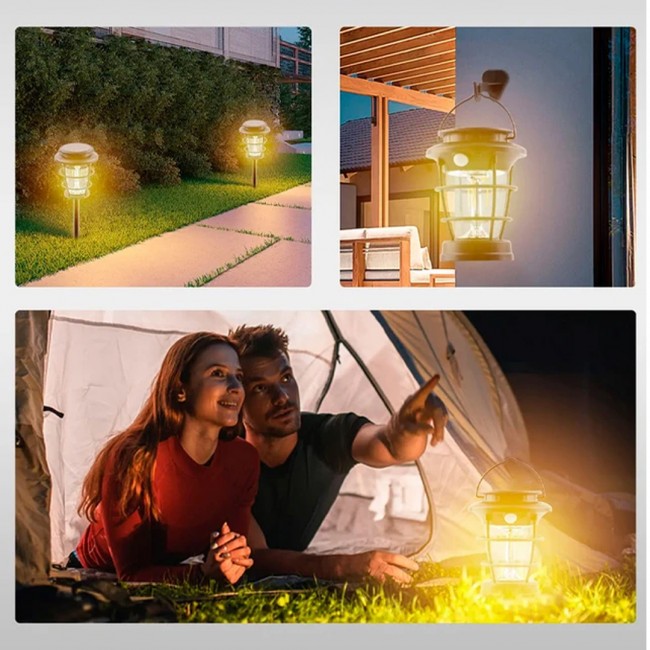 Xtechnx Powermaster HOP-8818 Sensörlü Taşınabilir Şarjlı + Solar Panelli 4 Çalışma Modlu Beyaz-Günışığı Işık Bahçe-Kamp Lambası