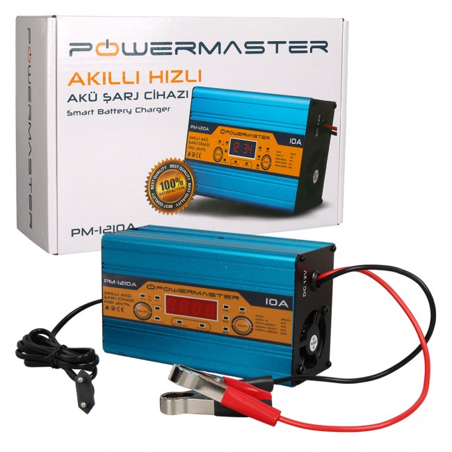 Xtechnx Powermaster PM-1210A 12 Volt Max 10 Amper LCD Ekranlı Akıllı Akü Şarj Cihazı Kod:21475 Xtechnx Powermaster PM-1210A 12 Volt Max 10 Amper LCD Ekranlı Akıllı Akü Şarj Cihazı Kod:21475